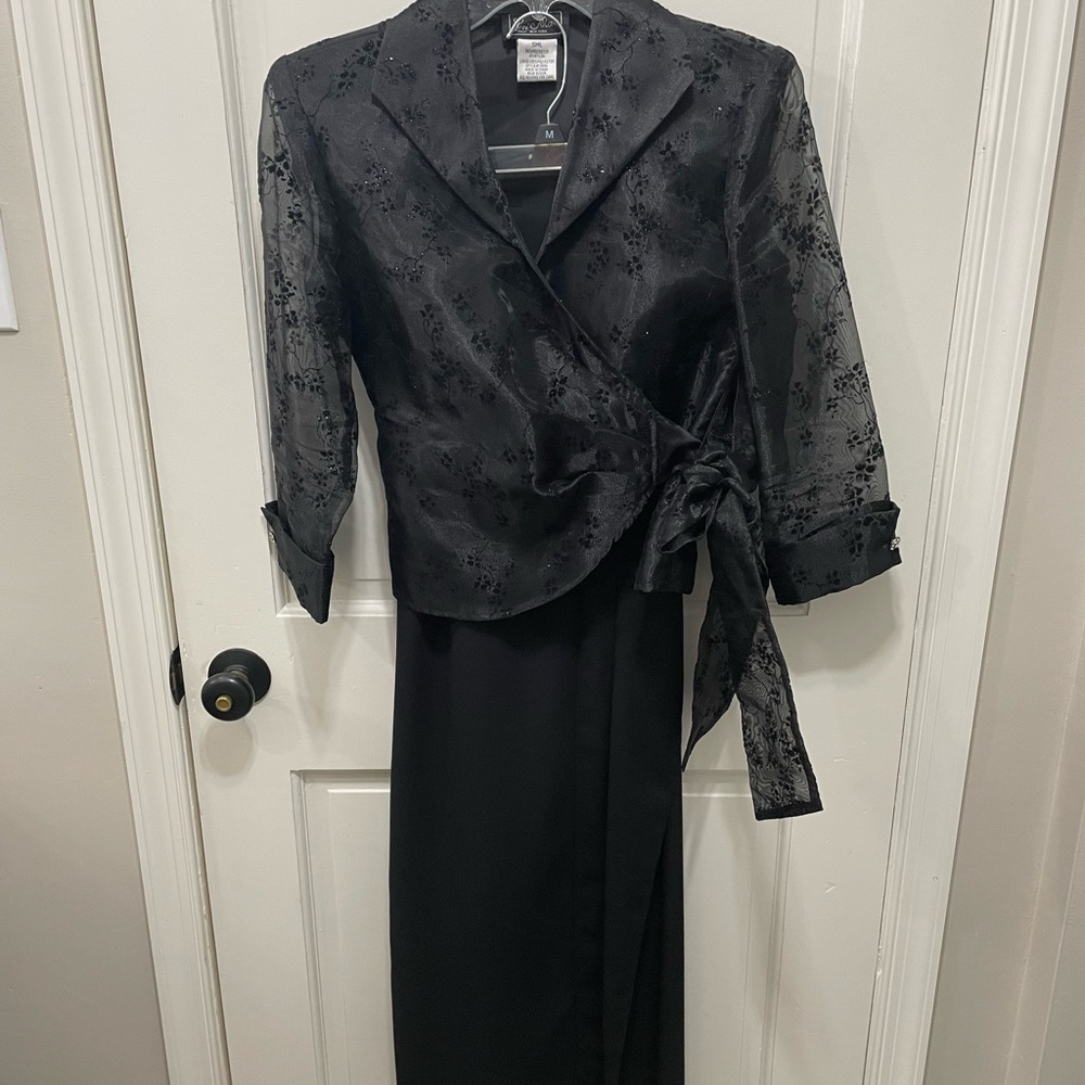 Lori Max Elegant Black Jacket and Pant Set